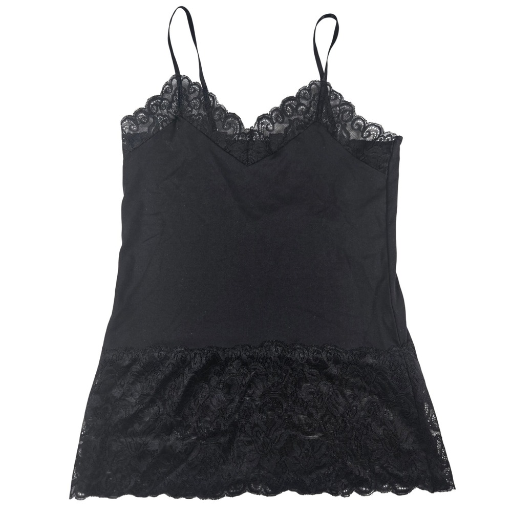 White‎ House Black Market Lace Trim Camisole Women Small Black Stretch Top